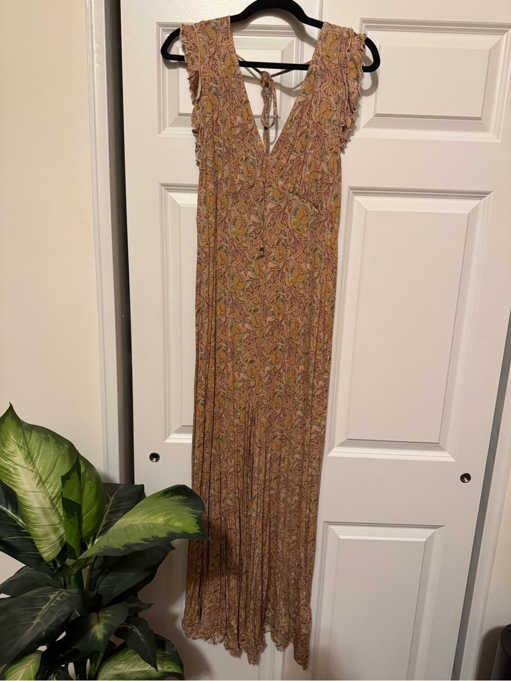 Boho V-Neck Floral Maxi Dress in Dusty Rose